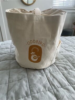 Oddbird Cream Canvas Market Tote Bag with Mustard Logo